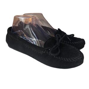 Minnetonka Kilty‎ Black Suede Driving Moccasins Drivers Loafers Size 8.5 Loafer